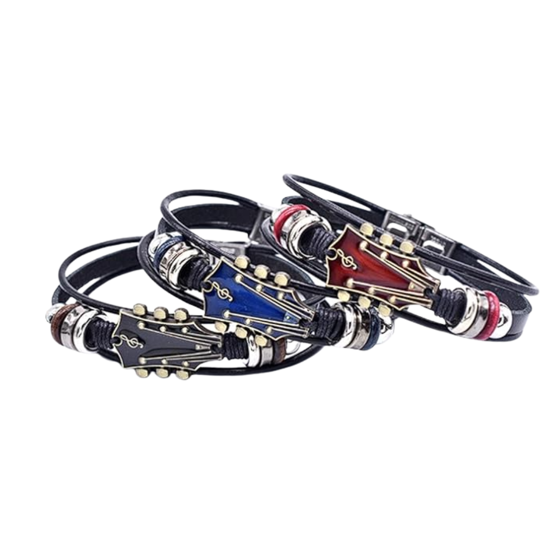 Pulsera de guitarra de cuero sintético retro