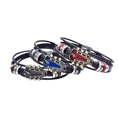 Pulsera de guitarra de cuero sintético retro