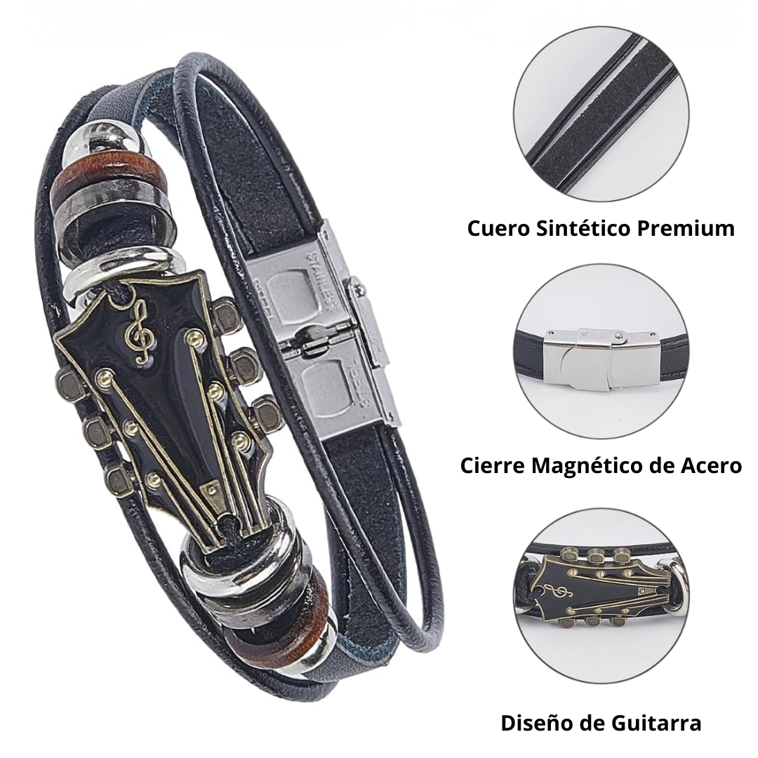 Pulsera de guitarra de cuero sintético retro