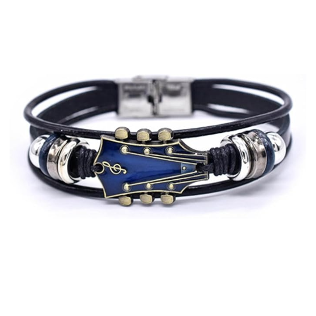 Pulsera de guitarra de cuero sintético retro